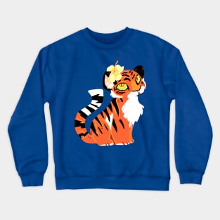 Tiger with a Flower Crewneck Sweatshirt